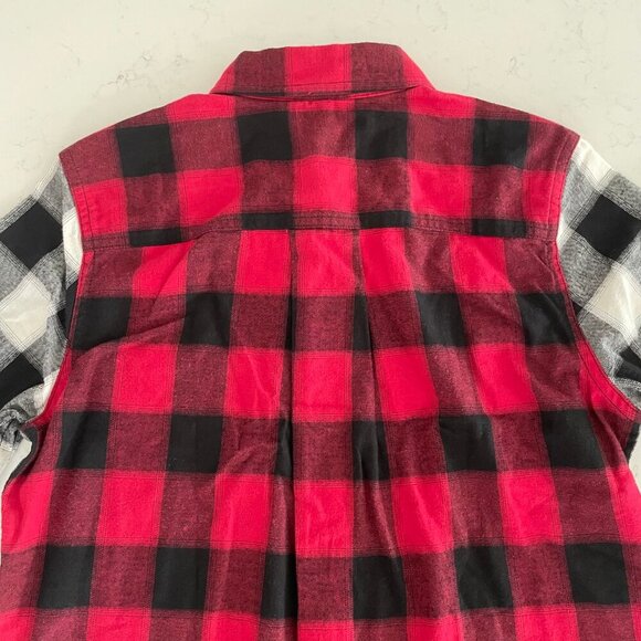 Eddie Bauer WR Stine's Mixed BF Flannel LS Button Down Shirt Blk Wht Red XS NWT - Picture 7 of 14